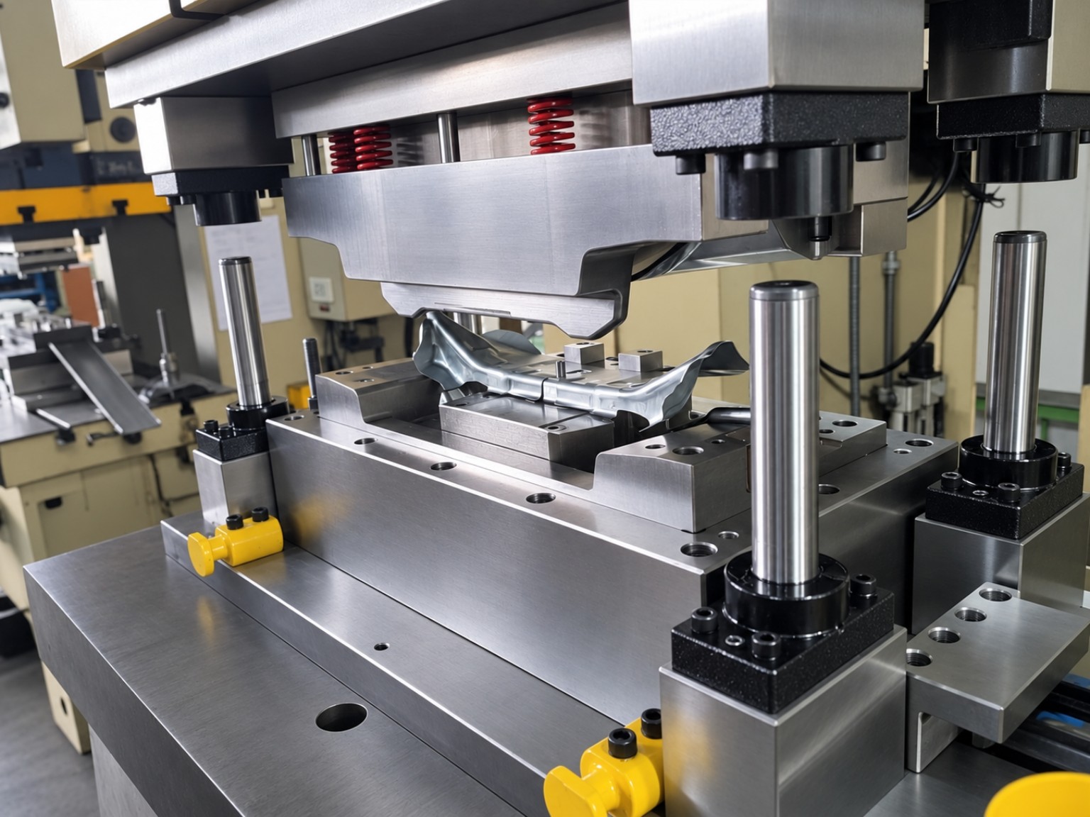 Production die operating in a press