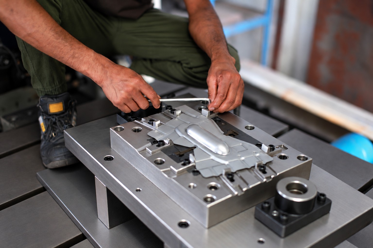 Toolmaker assembling a production tool